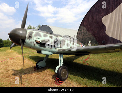 Krakau. Krakau. Polen. Museum der Polnischen Luftfahrt. Messerschmitt Bf 109 G-6 Deutsche Kampfflugzeuge. Stockfoto