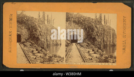 Tunnel Nr. 1 und NPRR Columbia River, von Robert N Dennis Sammlung von stereoskopische Ansichten Stockfoto