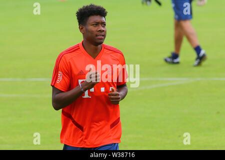 München, Deutschland. 12. Juli, 2019. München, Deutschland. 12. Juli, 2019. Muenchen, Deutschland vom 12. Juli 2019: 1. BL-19/20 - FC Bayern München Ausbildung 12.07.2019 David Alaba (FC Bayern München), Förderung/Single Image/| Verwendung der weltweiten Kredit: dpa/Alamy Leben Nachrichten Quelle: dpa/Alamy leben Nachrichten Stockfoto