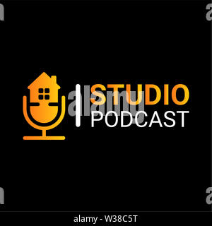 Podcast Haus Immobilien Logo Design Inspiration Stockfoto