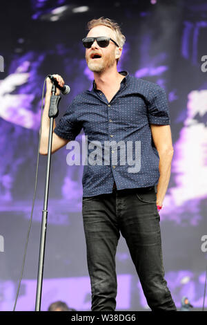 Matt Berninger der Nationalen führt auf der Bühne als Barclaycard vorhanden Britische Sommerzeit Hyde Park am Samstag, dem 13. Juli 2019 in London. Stockfoto