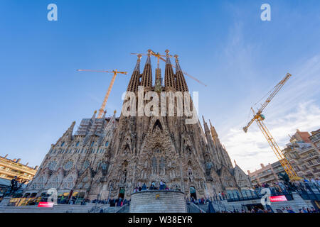 BARCELONA, SPANIEN - November 03, 2018: die Kathedrale der Sagrada Familia von Gaudi, Barcelona, Spanien konzipiert Stockfoto