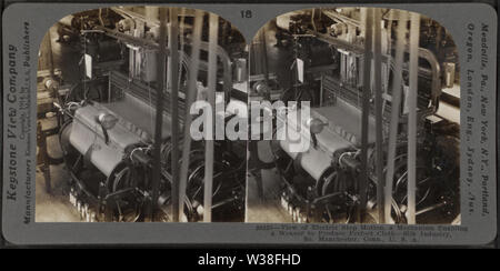 Anzeigen der elektrischen Bewegung anhalten, um einen Mechanismus, nach dem ein Weber perfekte Tuch Seide Industrie zu produzieren, South Manchester, Conn, USA, durch Keystone View Company Stockfoto