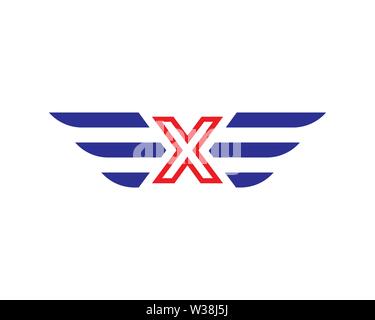 Anfangsbuchstabe X wing Logo template Vector Stockfoto