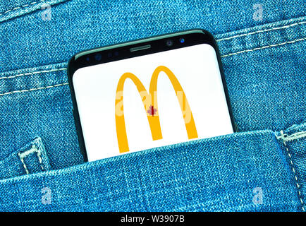 MONTREAL, KANADA - Dezember 23, 2018: McDonalds android app auf Samsung S8-Bildschirm. McDonald's ist eine US-amerikanische Fast-Food-Unternehmen betrieben von Richard und Stockfoto