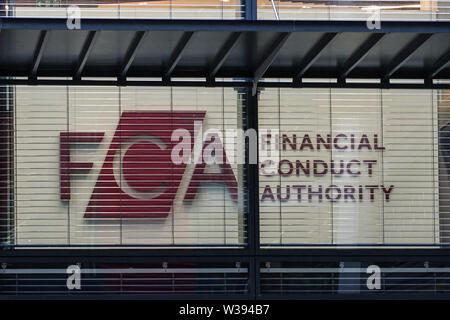 Finanzielle Durchführung Behörde (FCA) Hauptsitz in London, England Vereinigtes Königreich Großbritannien Stockfoto