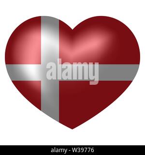 Flagge von Dänemark in Herzform. Vector Illustration. Stock Vektor