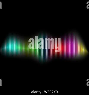 Schallwelle farbige Equalizer. Audio Digital Technik, Puls musikalische Symbol, buntes Licht Neon Technologie Wave Konzept Stock Vektor