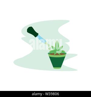 Cannabis Flasche Produkt dropper mit zimmerpflanze Vector Illustration Design Stock Vektor