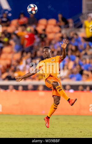 Houston, Texas, USA. 12. Juli, 2019. Houston Dynamo Verteidiger Maynor Figueroa (15) Bei einem Match zwischen Los Angeles FC und Houston Dynamo bei BBVA Stadion in Houston, Texas. Die endgültige LAFC gewinnt 3-1. Maria Lysaker/CSM/Alamy leben Nachrichten Stockfoto