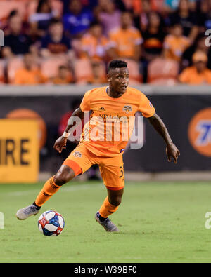 Houston, Texas, USA. 12. Juli, 2019. Houston Dynamo vorwärts Romell Quioto (31) Während ein Match zwischen Los Angeles FC und Houston Dynamo bei BBVA Stadion in Houston, Texas. An der Hälfte ist es Unentschieden 1-1. Maria Lysaker/CSM/Alamy leben Nachrichten Stockfoto