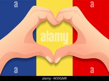 Tschad Fahne und Hand Herz Form. Patriotischen Hintergrund. Nationalflagge von Tschad Vector Illustration Stock Vektor