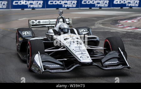 Toronto, Kanada. 13. Juli, 2019. Das Team Penske Fahrer Simon Pagenaud von Frankreich Rennen während des Qualifying des 2019 Honda Indy Toronto der NTT IndyCar Series auf Ausstellung in Toronto, Kanada, 13. Juli 2019. Credit: Zou Zheng/Xinhua/Alamy leben Nachrichten Stockfoto