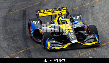 Toronto, Kanada. 13. Juli, 2019. Andretti Autosport Fahrer Zach Veach der Vereinigten Staaten rennen während des Qualifying des 2019 Honda Indy Toronto der NTT IndyCar Series auf Ausstellung in Toronto, Kanada, 13. Juli 2019. Credit: Zou Zheng/Xinhua/Alamy leben Nachrichten Stockfoto