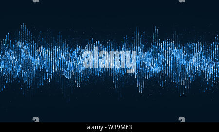 Digital Wave Partikel Musik und kleine Partikel Tanz Bewegung auf dem Wave für digitale Hintergrund. Modernen und technologischen Stil mit über Wave. Stockfoto