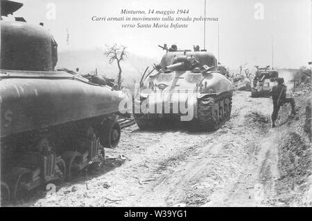 Amerikanische Panzer auf 'Gustav', der Zweite Weltkrieg, Minturno - Italien Stockfoto