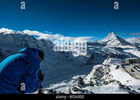 Matterhorn vom Gornergrat aus Stockfoto