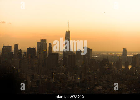 Blick auf NY Wahrzeichen von Hubschrauber Tour Stockfoto