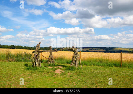 Drei Feen Skulptur, des Königs Männer Steinkreis, der Rollright Stones, Stein, große Rollright, Chipping Norton, Oxfordshire, UK Stockfoto