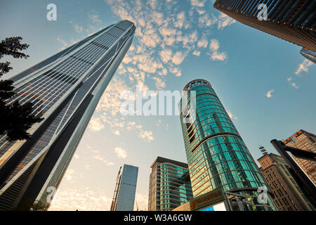 Wolkenkratzer in Futian Central Business District. Shenzhen, Guangdong Province, China. Stockfoto