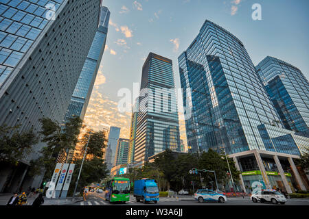 Wolkenkratzer in Futian Central Business District. Shenzhen, Guangdong Province, China. Stockfoto