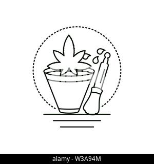 Cannabis Flasche Produkt dropper mit zimmerpflanze Vector Illustration Design Stock Vektor