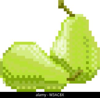 Pear Pixel-art 8-Bit Video Spiel Fruit Symbol Stock Vektor