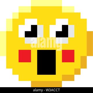 Emoticon Gesicht Pixel-art 8-Bit Video Game - Symbol Stock Vektor