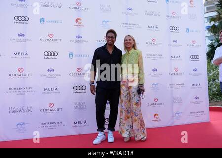 Malaga, Spanien. 14. Juli, 2019. Globale Geschenk fashion show mit Eva Longoria, Gary Dourdan von CSI, Lana Carrillo, Victorio und Luquino und Maria Bravo in Marbella, Juli 14, 2019 Credit: CORDON PRESSE/Alamy leben Nachrichten Stockfoto