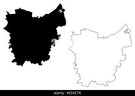 Ost Flandern Provinz (Königreich Belgien, Provinzen Belgien, Flämische Region) Karte Vektor-illustration, kritzeln Skizze Ostflandern Karte Stock Vektor