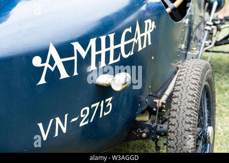 1925 Amilcar Cirrus Montlhéry classic car am Oakamoor Hill Climb, 13. Juli 2019, Oakamoor, Staffordshire, Großbritannien Stockfoto