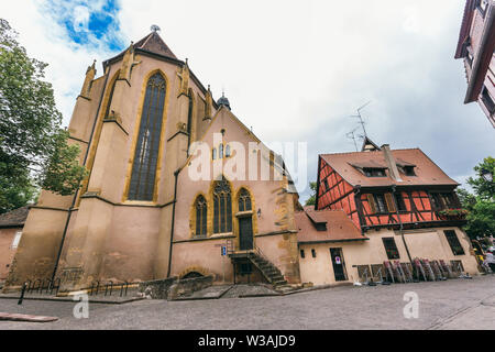 Colmar, Frankreich - Juli 26., 2017. Die Kathedrale von St. Martin in Colmar in Frankreich Stockfoto