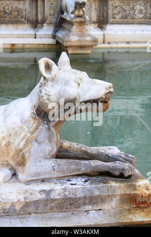 Detail des Brunnens der Freude in Siena, Italien Stockfoto