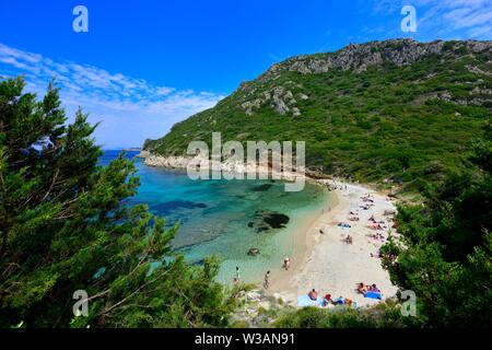 Porto timoni Strand, Kap Arillas, Porto Timoni, Afionas, Korfu, Griechenland, Ionische Inseln Stockfoto