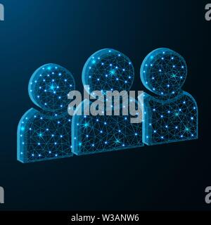 Benutzer symbol Low-poly-Design, Team polygonalen Stil, Vector Illustration auf dunkelblauem Hintergrund Stock Vektor