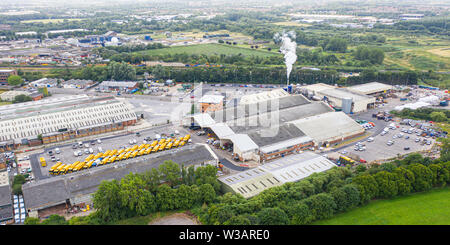SWINDON, Großbritannien - 14 Juli, 2019: Luftaufnahme von Swindon Recycling center Cheney Manor Stockfoto