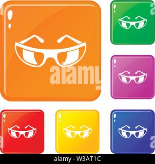 Sonnenbrille Icons Set Vector Farbe Stock Vektor
