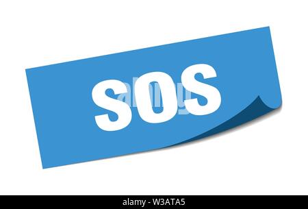 Sos-Aufkleber.sos Square isoliert unterzeichnen. Sos Stock Vektor