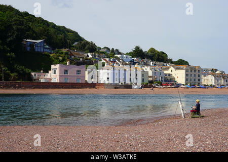 Angeln am Point, Teignmouth und ein Blick über die teign an der Vorderseite in Shaldon Stockfoto