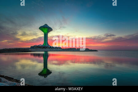 Schönen Sonnenaufgang Blick in Al Khobar Dammam Corniche Saudi-arabien. Stockfoto