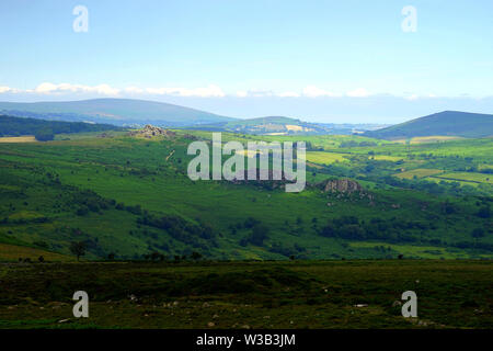 Greator Felsen und Hound Tor gesehen von Haytor Stockfoto