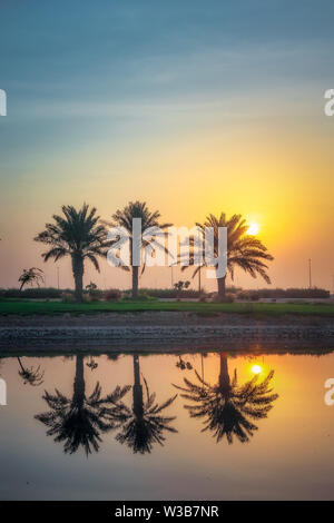 Morgen drama sunrise in Modon See Dammam Saudi Arabien Stockfoto