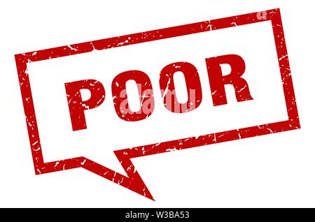 Schlechte Vorzeichen. Schlechte square Sprechblase. Schlechte Stock Vektor