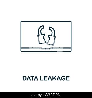 Data Leakage Symbol. Dünne outline Style Design von Korruption icons Collection. Creative Data Leakage Symbol für Web Design, Anwendungen, Software, drucken Stock Vektor