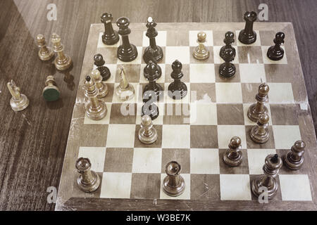 Einzigartige Schachspiel Tal-Geller, Internationale Schachturnier in Zürich, 1959. Weiß gewinnt. Retro Effekt Stockfoto