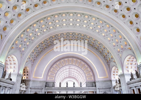 Das Innere der Washington DC Bahnhof in der Nähe des Capitol Hill zeigt wunderbare architektonische Details. Stockfoto