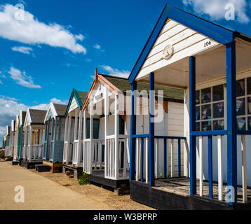 Vintage Strandhütten, Southwold, Suffolk, Sommer Stockfoto