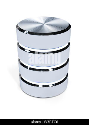 Große Daten, Festplatte, Metall-Symbol auf weißem Hintergrund. Grosse Daten Konzept 3D Rendering illustration Stockfoto