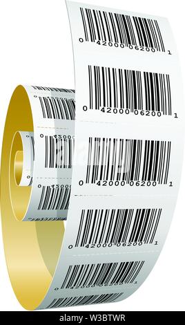 Papierrolle mit Barcode Sticker - Scannen labels Spule Stock Vektor