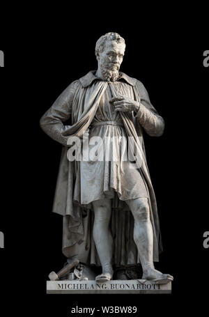 Michelangelo Buonarroti Statue, von Emilio Santarelli, 1840. Es ist in den Uffizien in Florenz befindet sich im Innenhof. Stockfoto